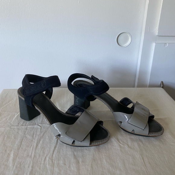 Velcro elastic shiny grey black Camper 3 inch heel dance club chunky comfortable - Picture 5 of 8